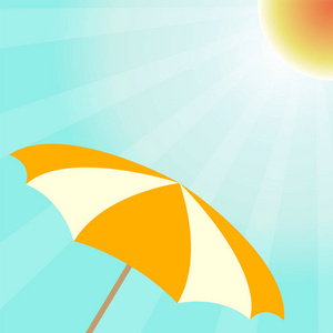 用太阳伞进行夏季矢量设计..夏季背景太阳和阳伞