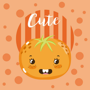 CuteTangarineKawaii卡通矢量图平面设计