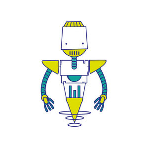 全彩色技术机器人，机器机器人身体矢量插图
