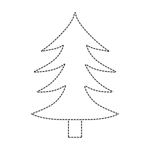 虚线自然松树，树干设计矢量图