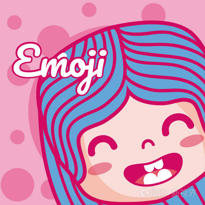 可爱女孩表情卡通矢量图平面设计