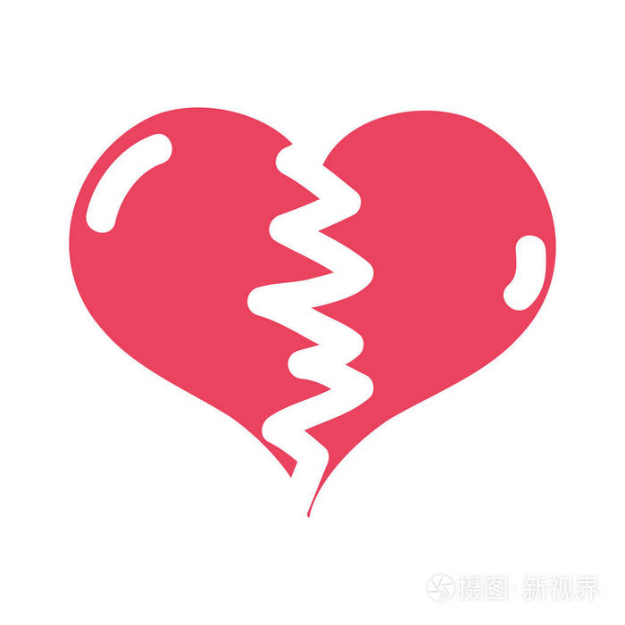 彩色的心象征爱情破碎的设计矢量图