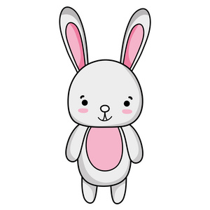 可爱快乐的兔子野生动物矢量插图