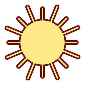 线色平面太阳,光线在白色背景矢量插图照片