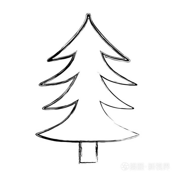 带有树干设计矢量图的天然松树插画-正版商用图片18ucug-摄图新视界