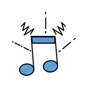 格纹音符符号与节奏声矢量插图