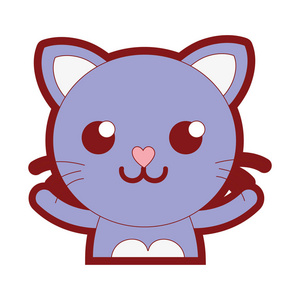 简笔画猫图色线色微笑猫可爱猫动物矢量插图照片