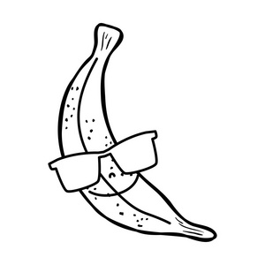 线快乐香蕉水果太阳镜卡瓦伊矢量插图