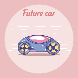 未来汽车卡通色彩丰富的背景矢量插图图形设计照片