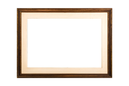 木制框架。 在白色背景图像上隔离的乡村木框