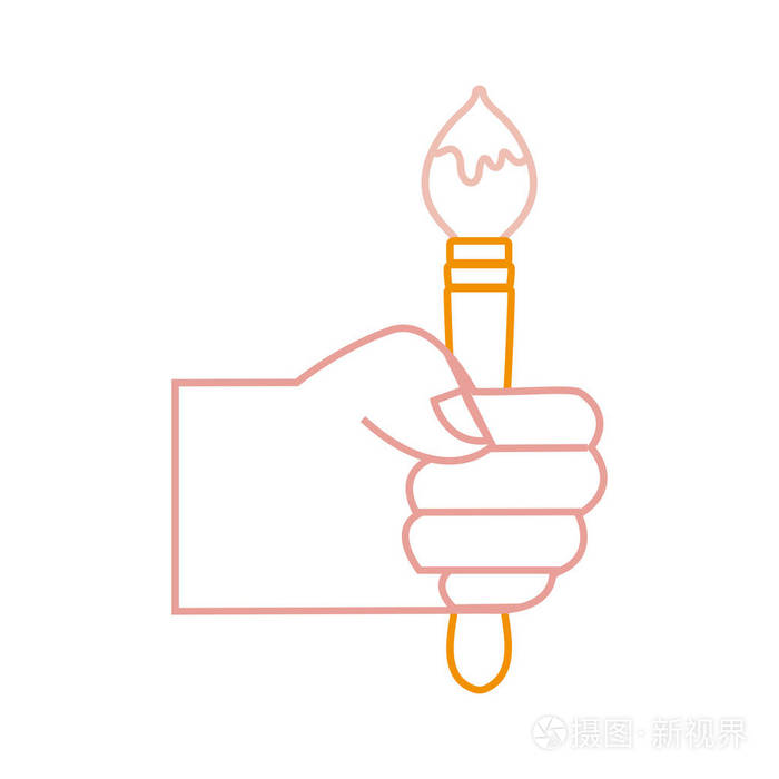 剪影手画笔艺术工具设计矢量插图