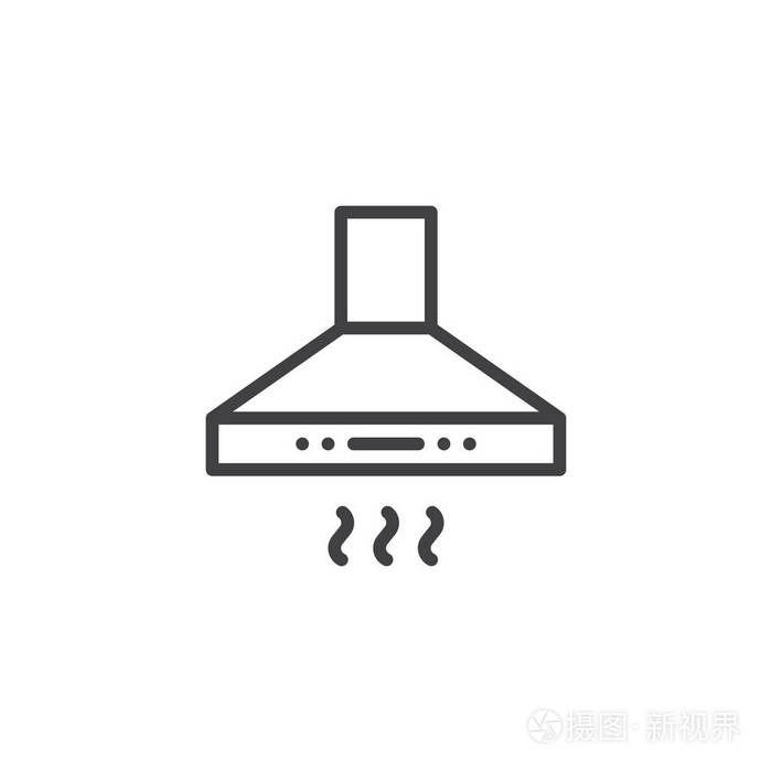 厨房通风符号标志插图. 可编辑行程