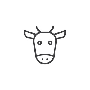 牛头线图标轮廓矢量符号线性风格象形文字隔离在白色上。 符号标志插图。 可编辑行程