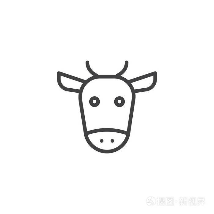 牛头线图标轮廓矢量符号线性风格象形文字隔离在白色上符号标志插图可