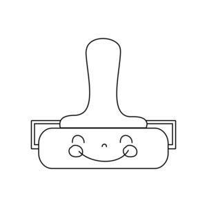 线卡瓦伊可爱快乐油漆滚筒矢量插图