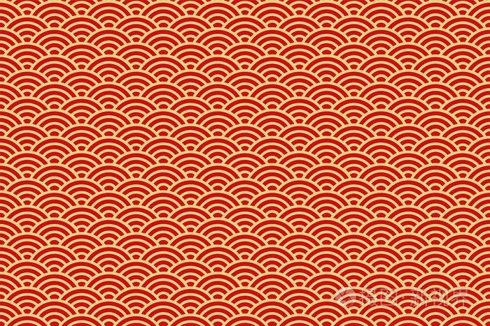 中国传统东方纹饰背景红金云矢量图案