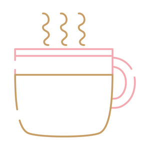 彩色线热咖啡杯饮料喝矢量插图