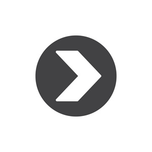 右方向箭头图标矢量填充平号固体象形文字隔离在白色上.