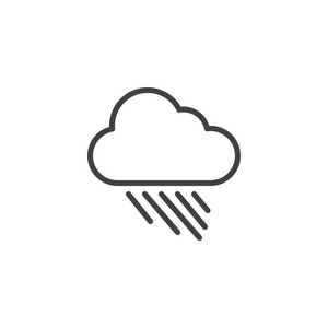 移动概念和网页设计的线性风格标志. 云雨简单线矢量图标.