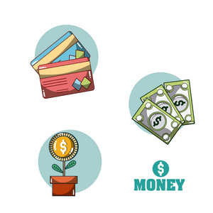 货币与投资漫画概念矢量图平面设计