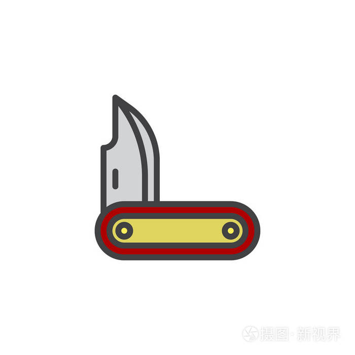 刻刀填充轮廓图标线矢量标志线性彩色象形文字隔离在白色上.