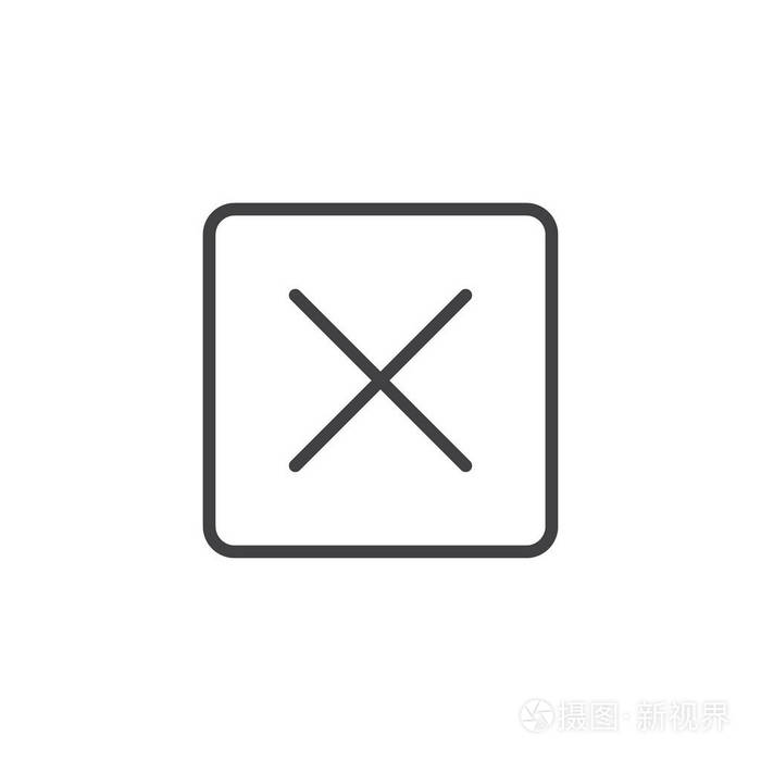插画 十字关闭线图标轮廓矢量线性风格象形文字隔离在白色上.