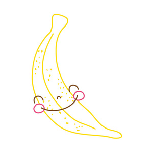 彩色线，可爱的香蕉，快乐的水果矢量图