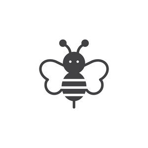 蜜蜂动物图标矢量填充平面标志固体象形文字隔离在白色上。 大黄蜂符号标志插图。