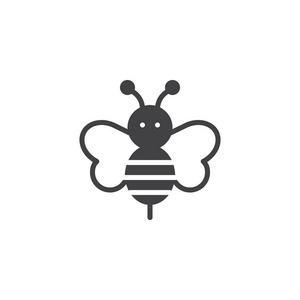 蜜蜂动物图标矢量填充平面标志固体象形文字隔离在白色上.