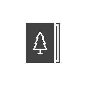 圣诞书籍图标矢量填充平标牌固体象形文字隔离在白色上。 符号标志插图。