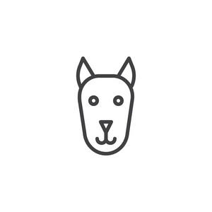狗可编辑狗头线图标轮廓矢量符号线性风格象形文字隔离在白色上.