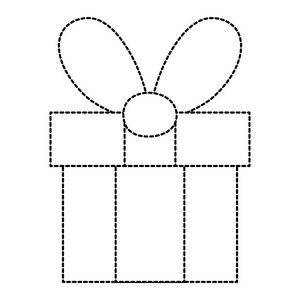 虚线形状礼物盒带蝴蝶结装饰矢量插图