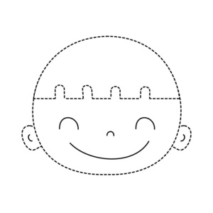 虚线形状快乐化身男孩头发矢量插图照片