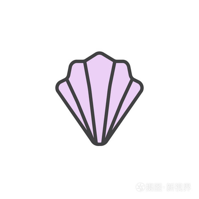 贝壳符号标志插图. 像素完美矢量图形