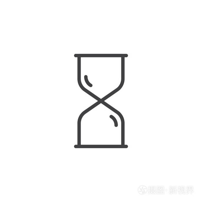 沙漏线图标轮廓矢量符号线性风格象形文字隔离在白色上.