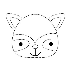 虚线形状快乐浣熊头野生动物矢量插图照片