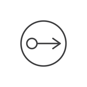 右箭线图标，轮廓矢量符号，线性样式象形孤立在白色上。符号，标志插图..易生中风
