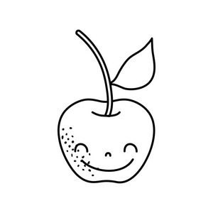 可爱的苹果Kawaii快乐水果矢量插图