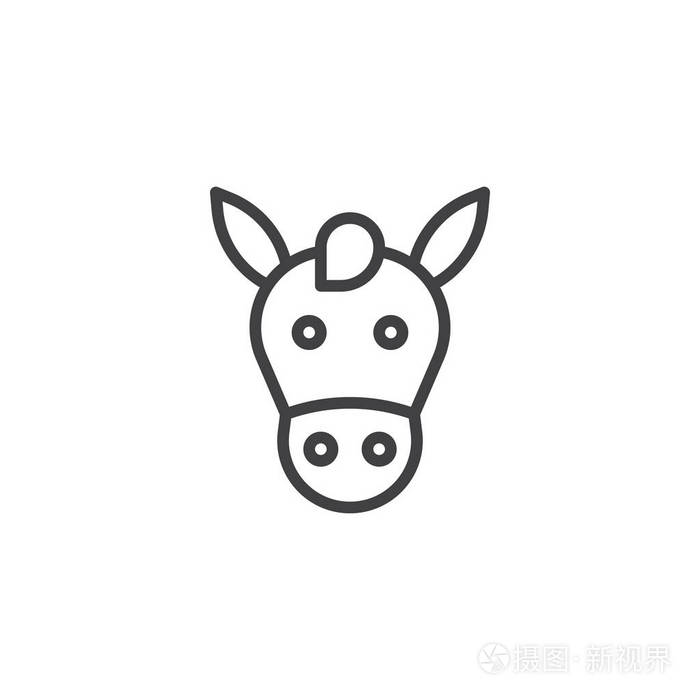 插画 马头线图标,轮廓矢量符号,线性样式象形孤立在白色上.