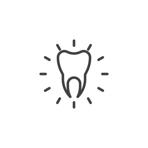 健康清洁牙线图标，轮廓矢量符号，线式象形文字隔离在白色上。口腔牙齿卫生，牙齿护理符号，标志插图..易生中风