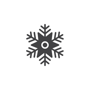 雪花图标矢量，填充平标，实心象形孤立在白色上。圣诞节装饰符号，标志插图..
