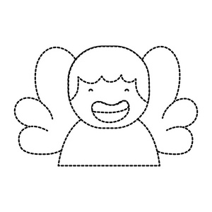 虚线形状可爱的蝴蝶动物,有翅膀和眼睛矢量插图向量可爱的手画了魔术