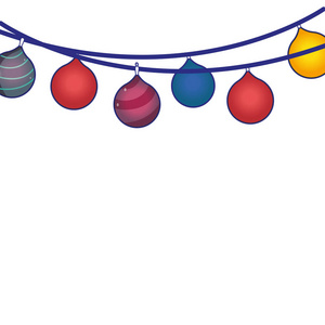 全彩色圣诞快乐球装饰设计插图