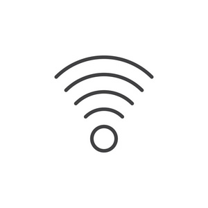 无线连接信号线图标，轮廓矢量符号，线性样式象形隔离在白色上。WiFi区域符号，标志插图。易生中风
