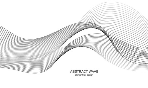 抽象波元进行设计..数字频率轨道均衡器。造型线条艺术背景..矢量图。用混合工具创建的线条进行波。弯曲的波浪线，平滑的条纹