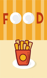 炸薯条快餐卡通菜单封面插图平面设计
