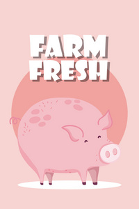 农场鲜猪动物卡通矢量图平面设计