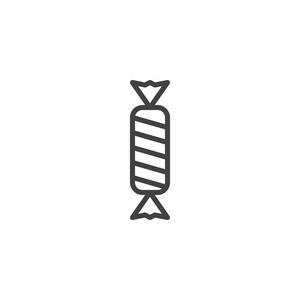 圣诞糖果线图标轮廓矢量符号线性风格象形文字隔离在白色上。 符号标志插图。 可编辑行程