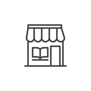 书店符号标志插图. 可编辑行程照片
