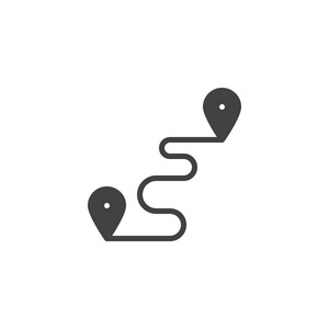 目标轨迹点图标矢量填充平面标志固体象形文字隔离在白色上.